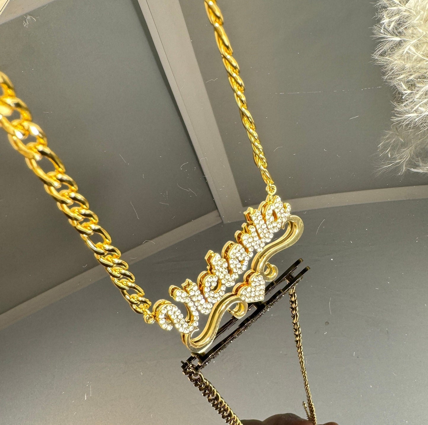 Personalized  Heart-shaped Double-layer Nameplate Necklace