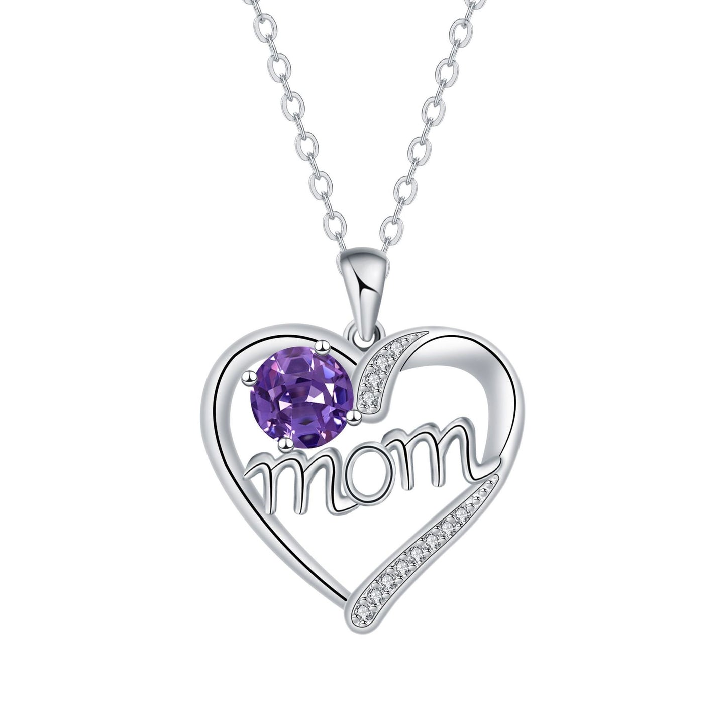 "MOM" - Heart-shaped Simulated Stone Necklaces