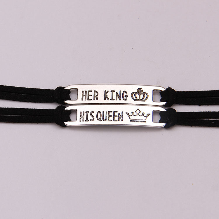 Alloy His Queen Her King Bracelet for Couples