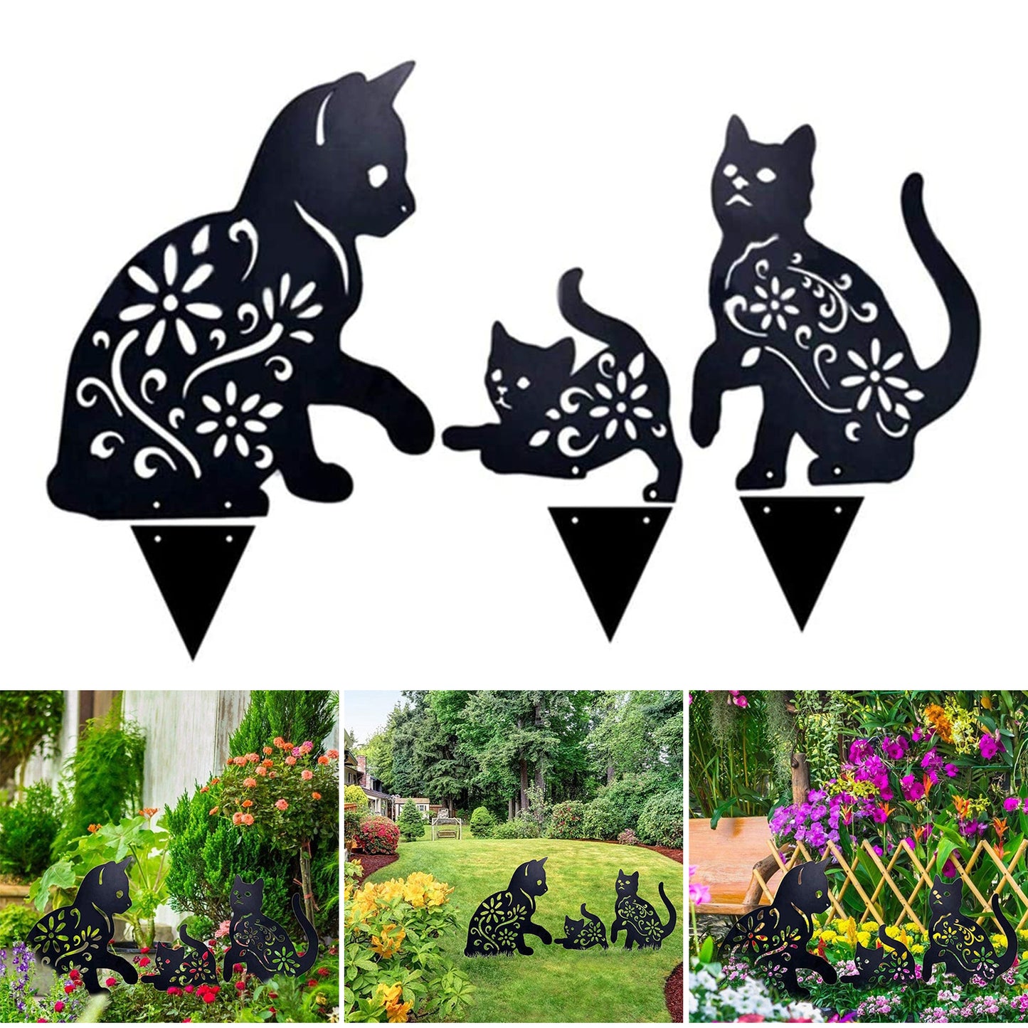 Iron Black Cat Garden Decor