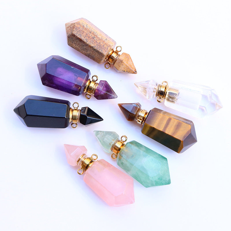 Natural Crystal Perfume Bottle Necklaces