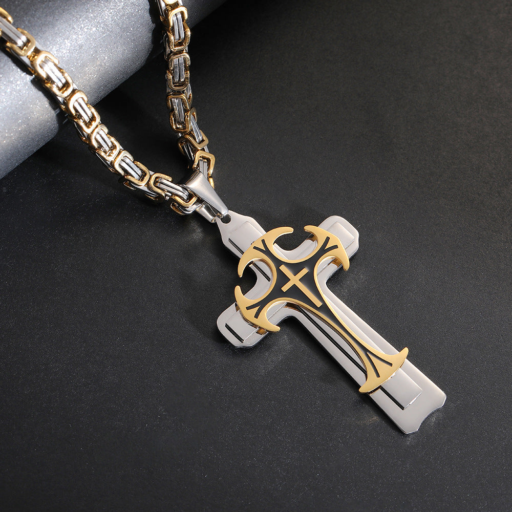 Stainless Steel Christian Trinity Latin Cross Necklace