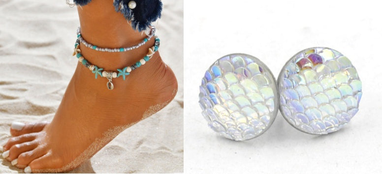Mermaid Scales Earrings + Anklet