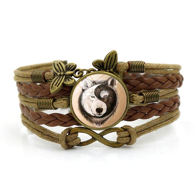 Vintage Yin Yang Wolf Time Gem Bracelets