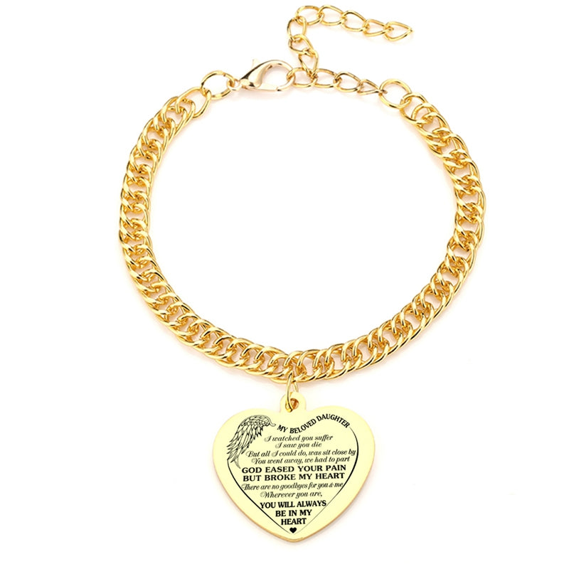 "To My Daughter" Heart Pendant Thick Chain Bracelets