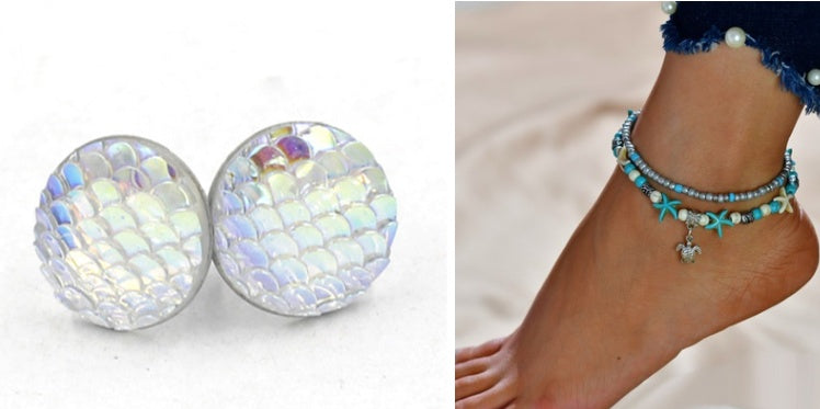 Mermaid Scales Earrings + Anklet