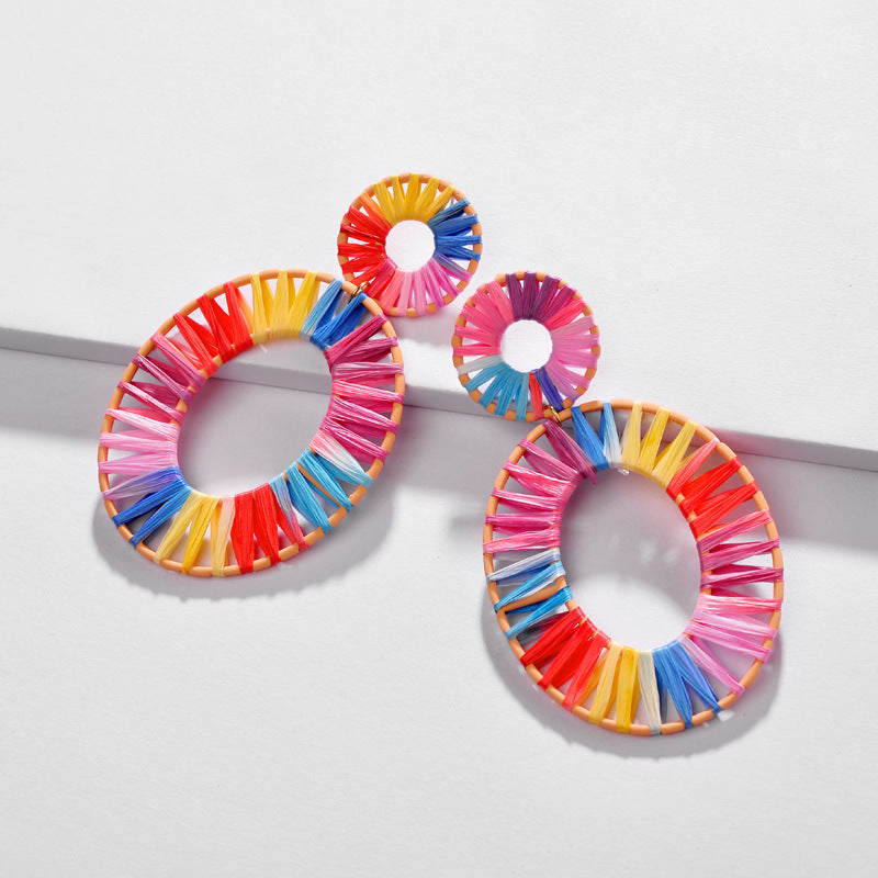 "Bijoux Rainbow" - Colorful Raffia Earrings