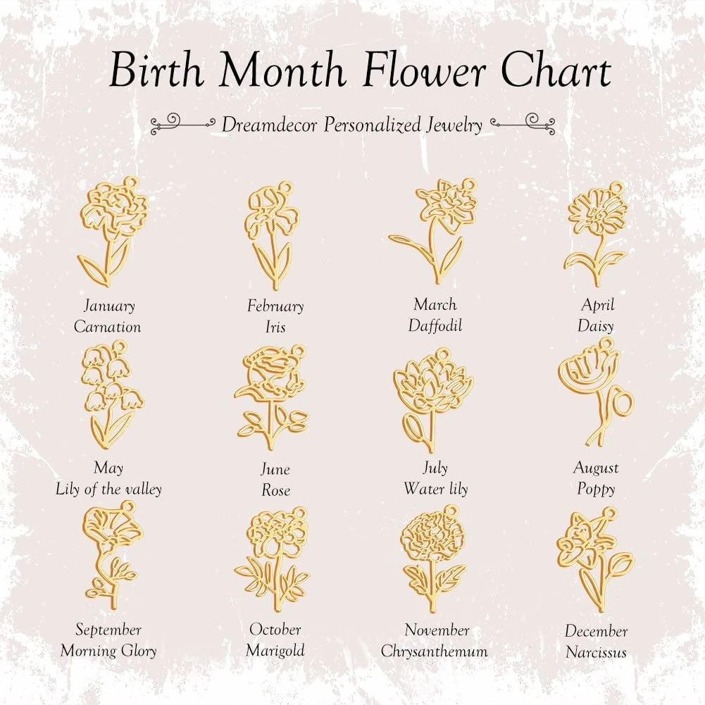 "Birthday Flower" - Name Customized Rose Necklace