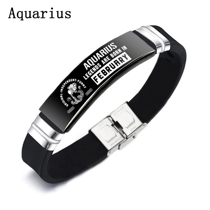 "What's Your Zodiac?" - Bracelet Gift For Women/Men (Black)