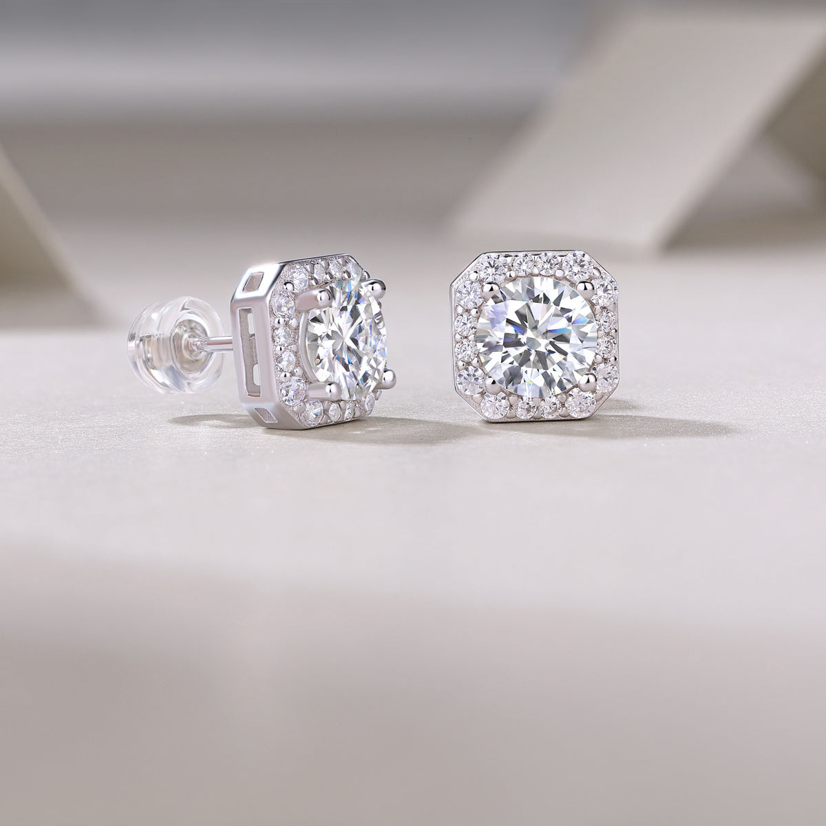 "Square" - Diamond Stud Earrings