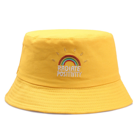 "Radiate Positivity" -  Rainbow Embroidered Fisherman Bucket Hat