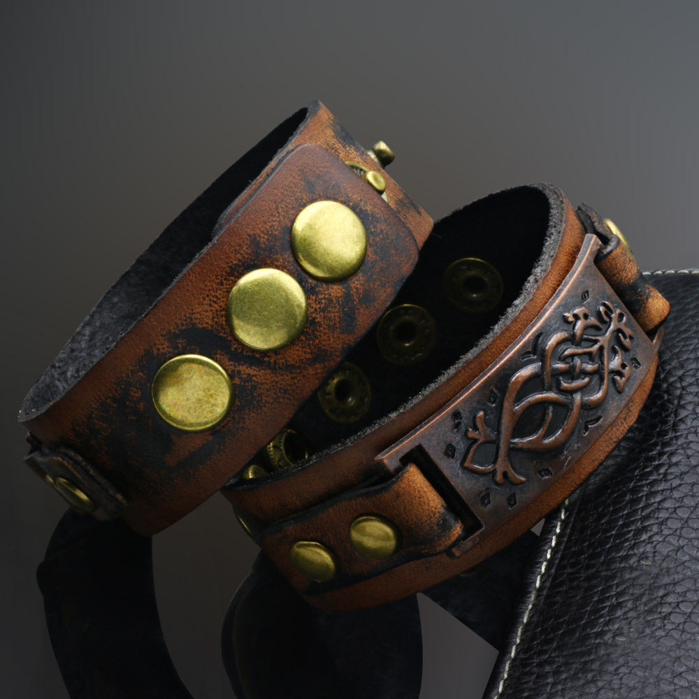 Square Wide Leather Bracelet