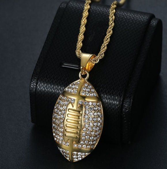 316L Stainless Steel Gold-plated Football Pendant Chain