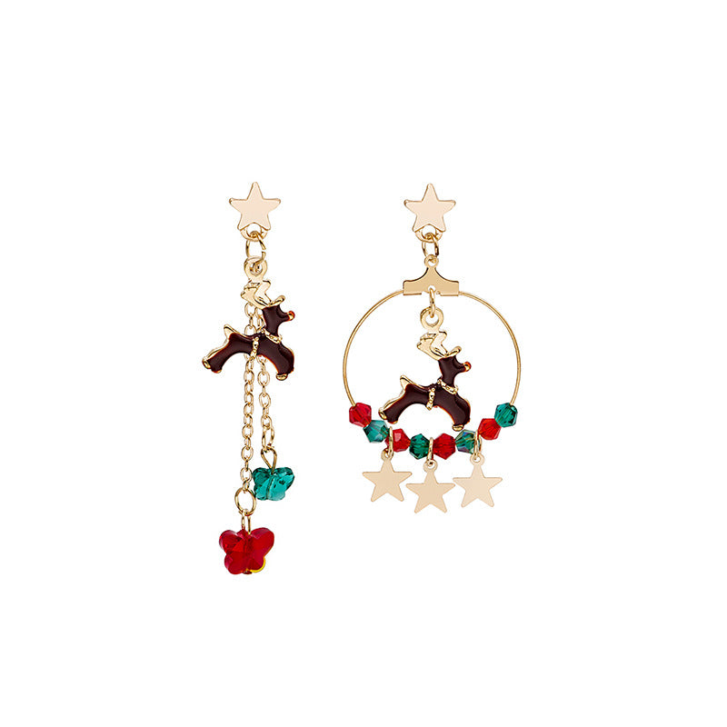 Christmas Elk Star Pendant Earrings
