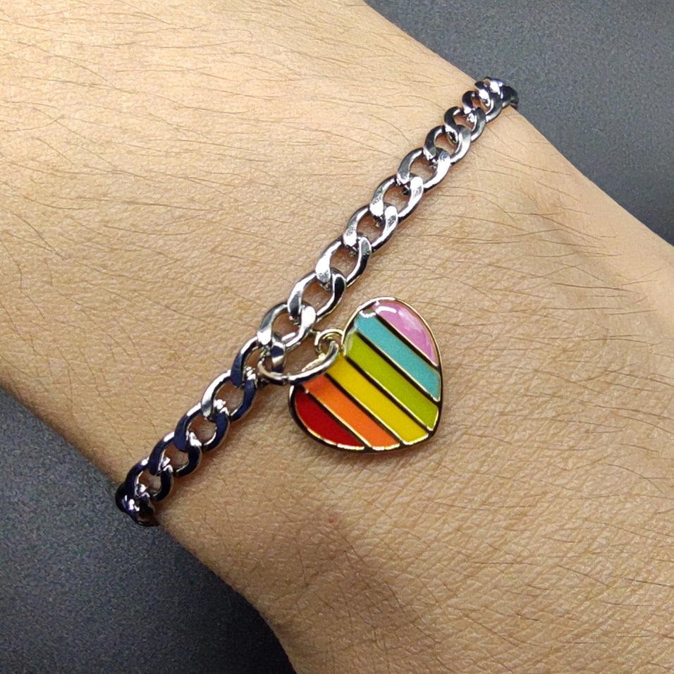 Rainbow Peach Love Heart-shaped Bracelet