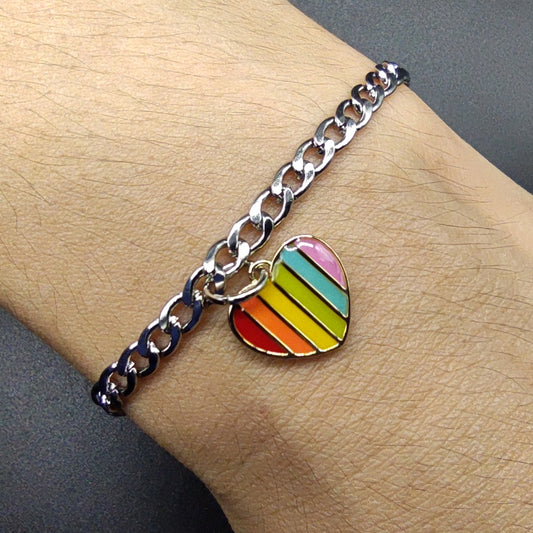 Rainbow Peach Love Heart-shaped Bracelet