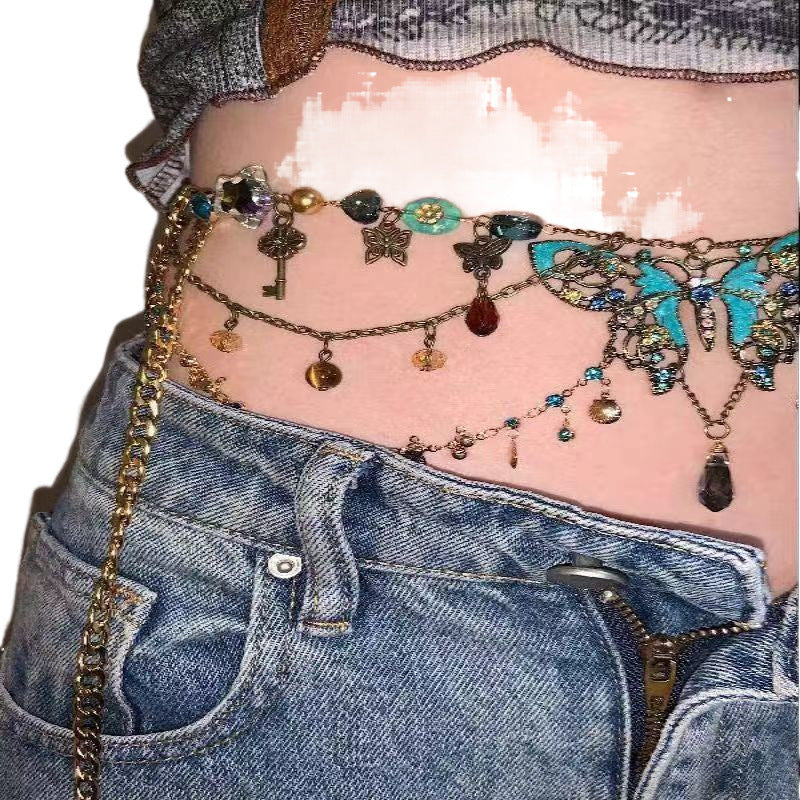 "Butterfly Deluxe" - Vintage Handmade Beaded Necklace/Waist Chain