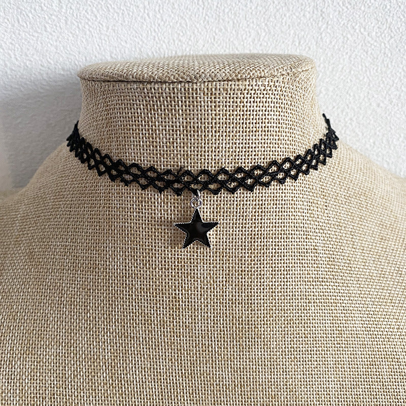 Black Beaded Alloy Collar Necklaces