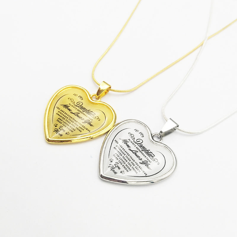 "To My Daughter, Love Mom" - Heart Epoxy Necklace