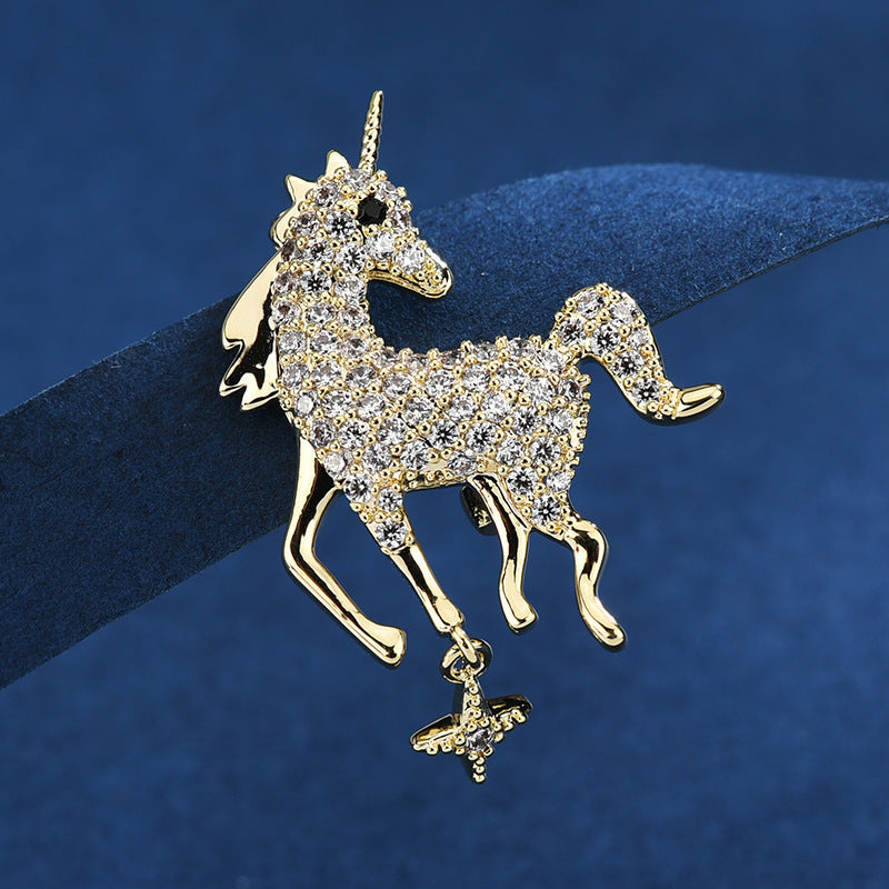 "Unique Unicorn" -  Diamond Brooch