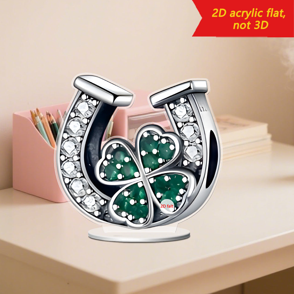 2D Acrylic Clover Horseshoe Figurine