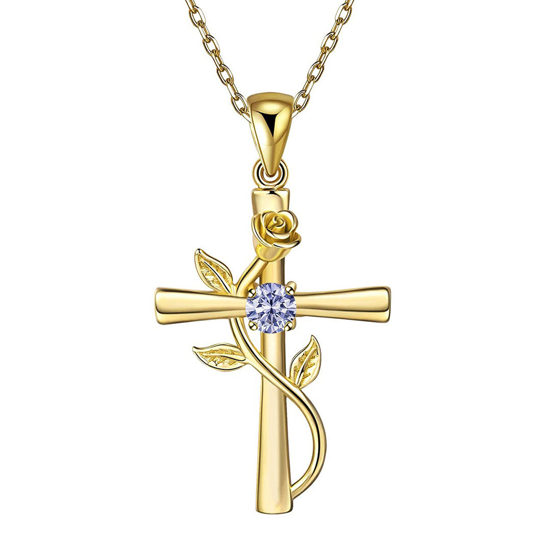 "Rose from the Cross" - Necklace (Birthstone)