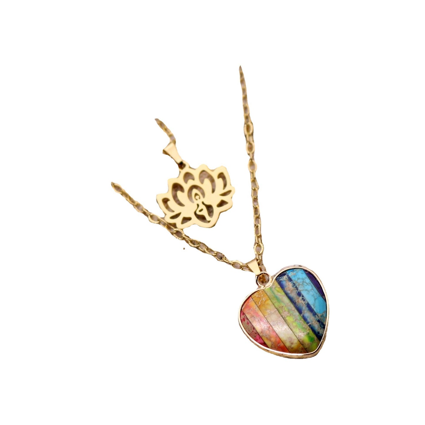 "Heart of Rainbow" - Gold-plated Chain Necklace