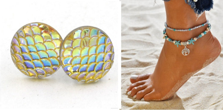 Mermaid Scales Earrings + Anklet