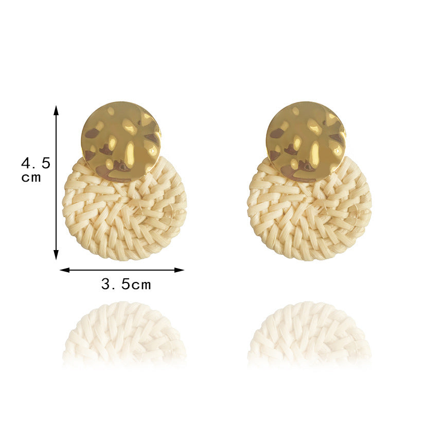 Round Rattan Braided Earrings