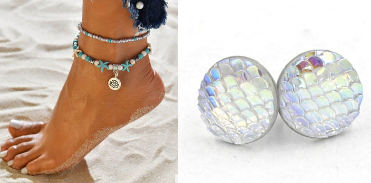 Mermaid Scales Earrings + Anklet