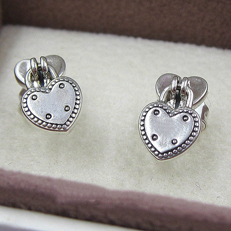 "Heart Locked" - Silver Padlock Earrings