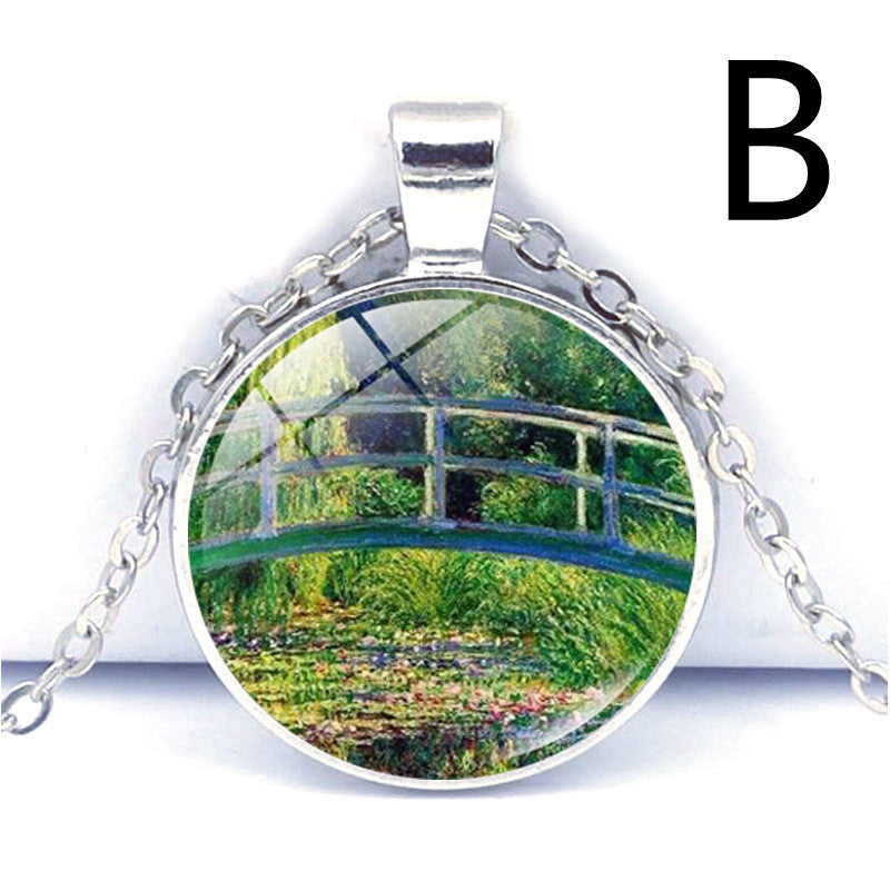 Van Gogh Star Moon Night Time Gemstone Necklace