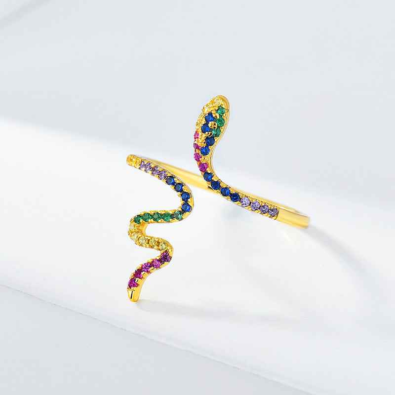 Sterling Silver Diamond Snake Ring