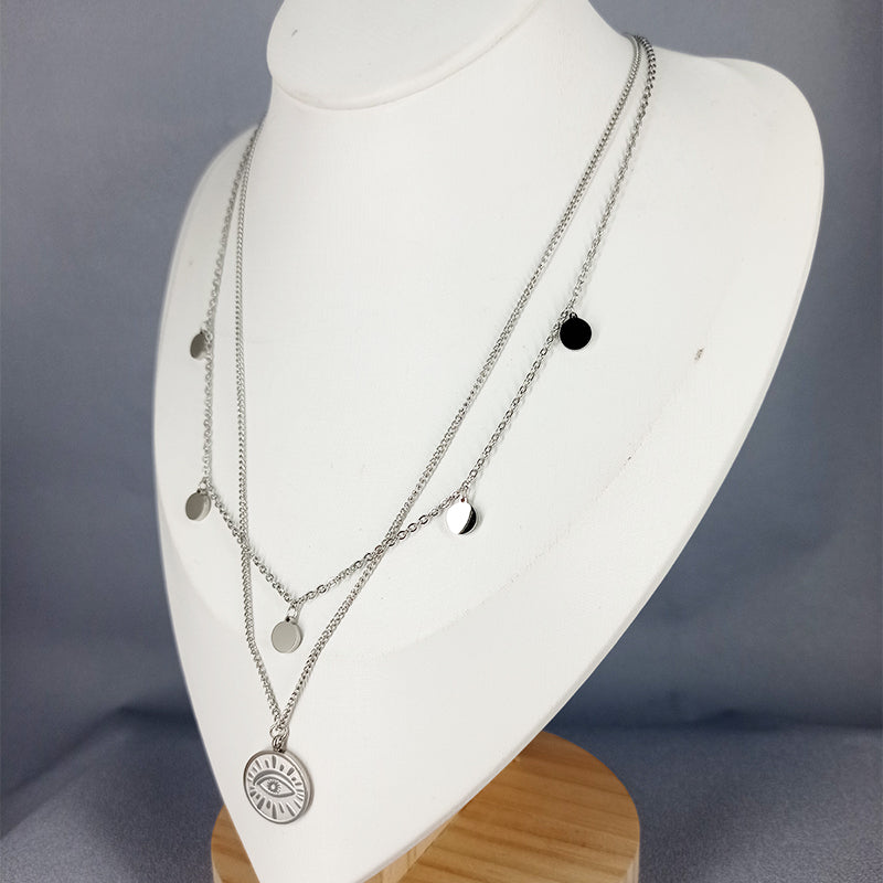 Evil Eye Protection Pendant with Clavicle Chain