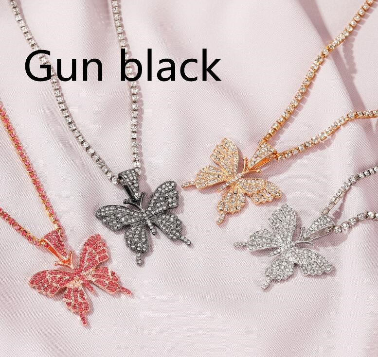 Rhinestone Butterfly Tennis Choker Necklace