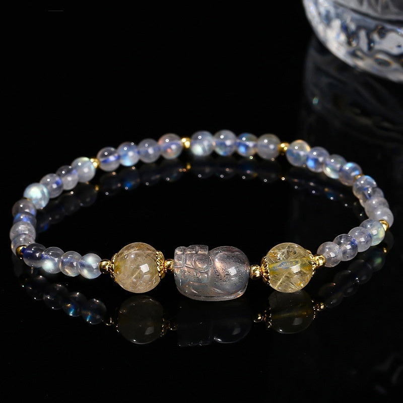 "Moonlit Glimmer" - Handmade Natural Moonstone Bracelet