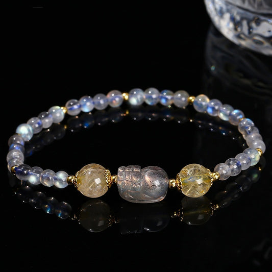 "Moonlit Glimmer" - Handmade Natural Moonstone Bracelet