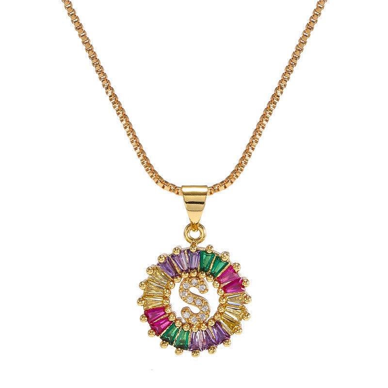 "Rainbow Letter" - Stainless Steel Pendant Necklace