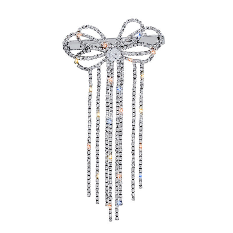 Fringe Diamond Bow Hair Clip