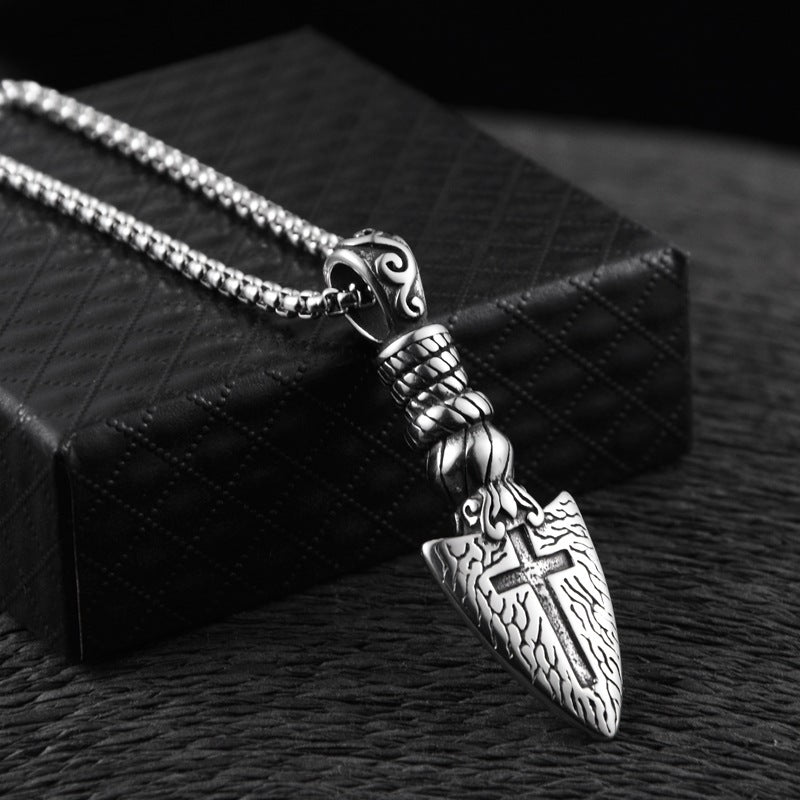 Titanium Steel Cross Blade Necklace