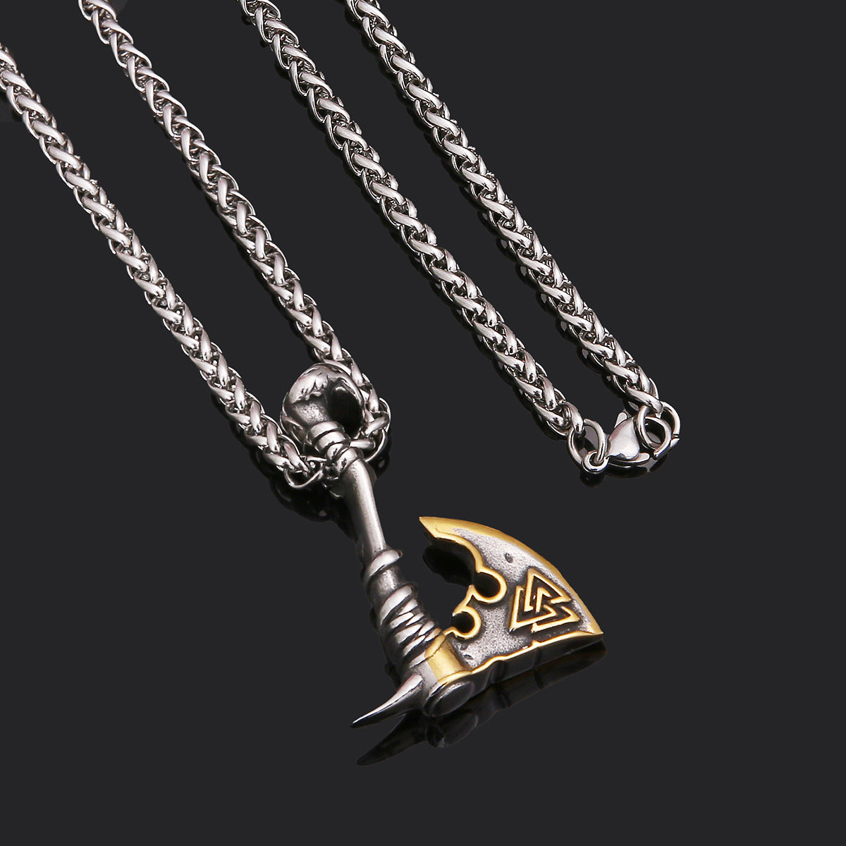 Stainless Steel Orchid Axe Pendant Chain
