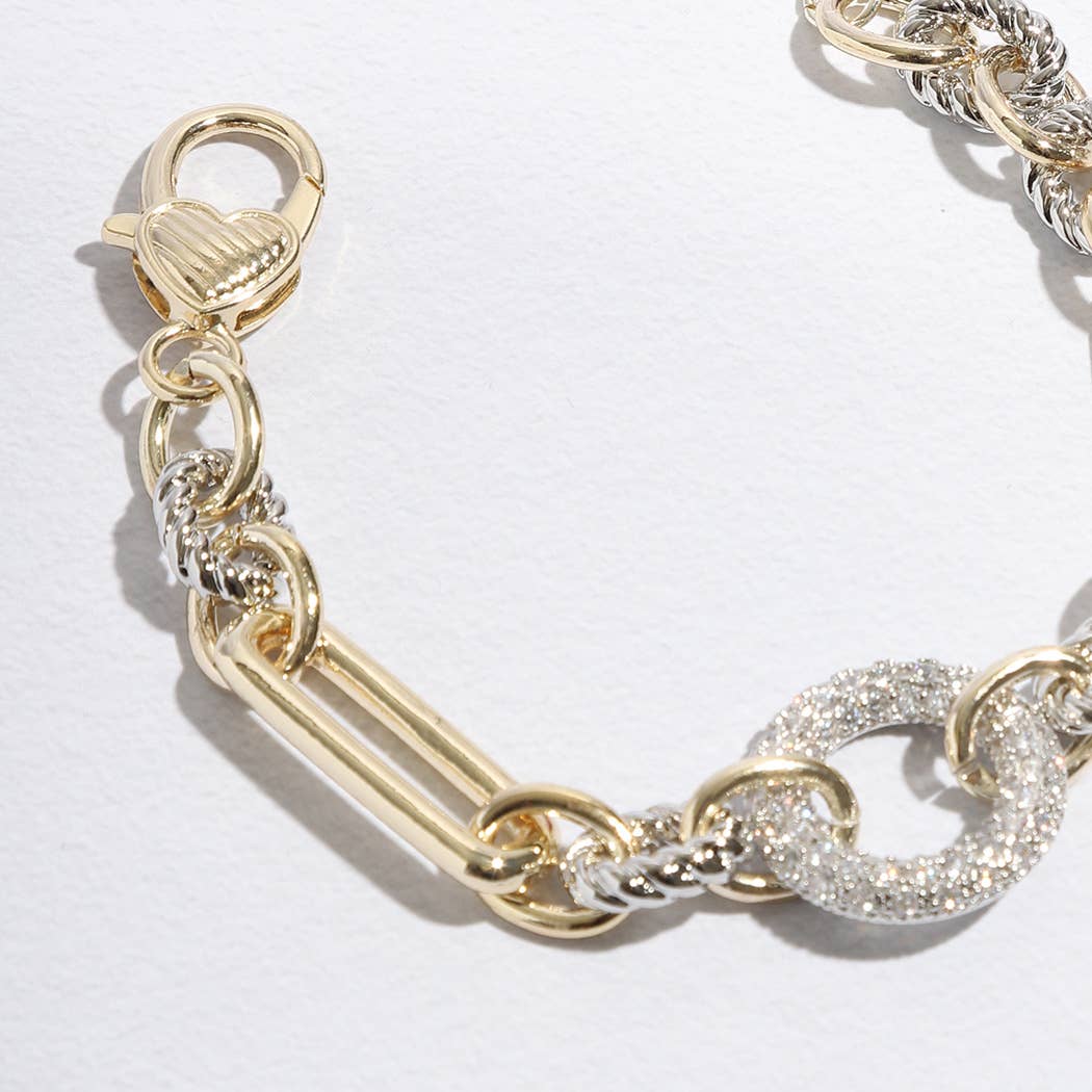 "Luxury Links" - Two-Toned Chunky Chain Linked Bracelet