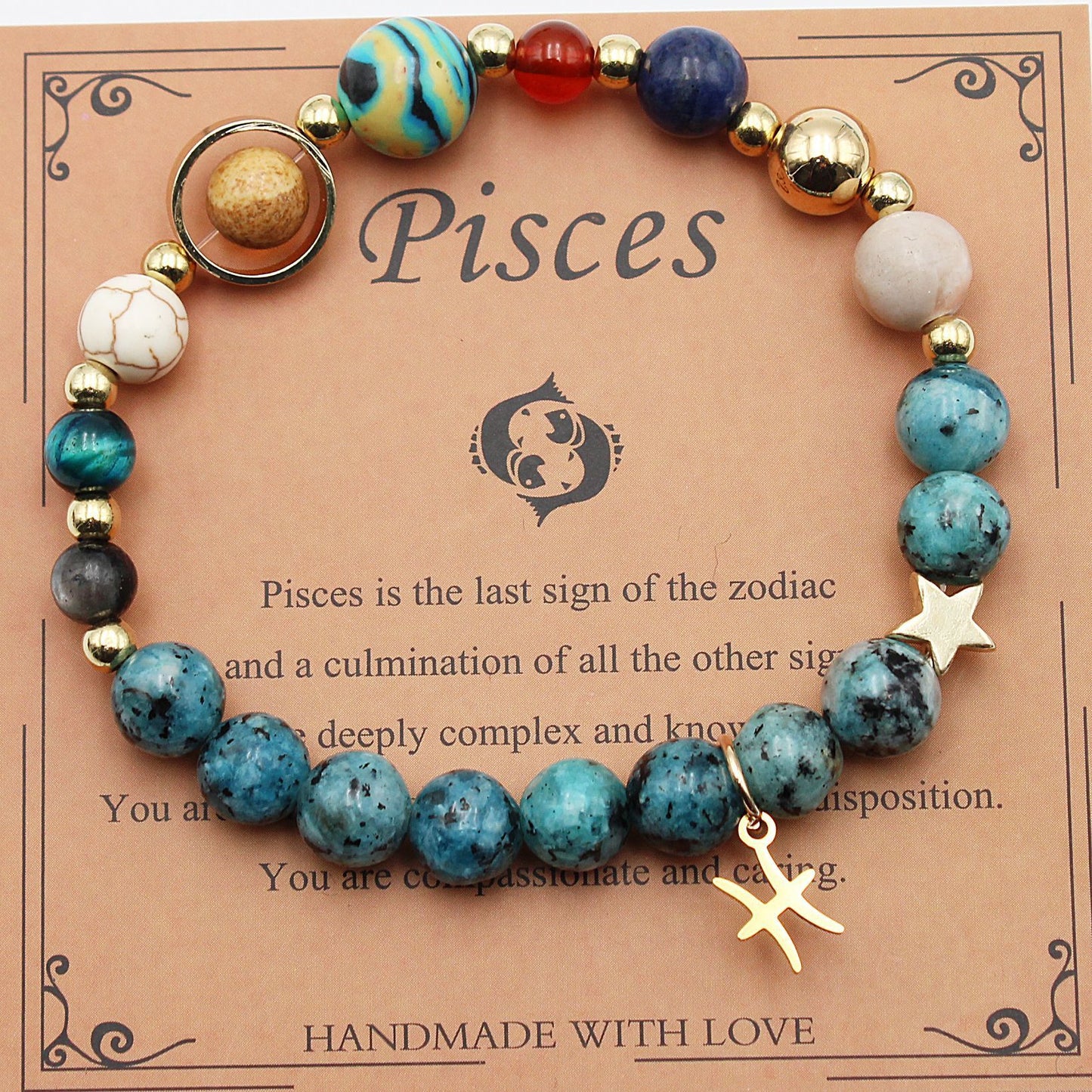 "Beads of Zodiac" - Natural Hemp Stone Bracelet