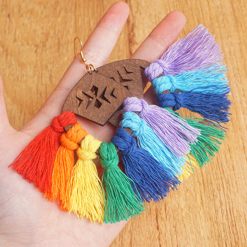 Hand-woven Colorful Tassel Earrings