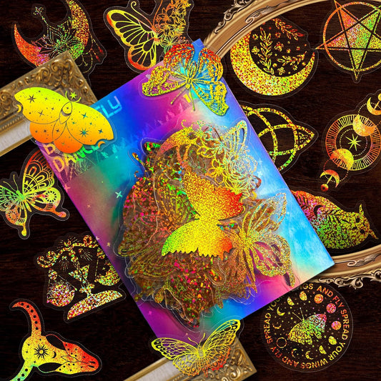 Retro Transparent Butterfly Laser Stickers