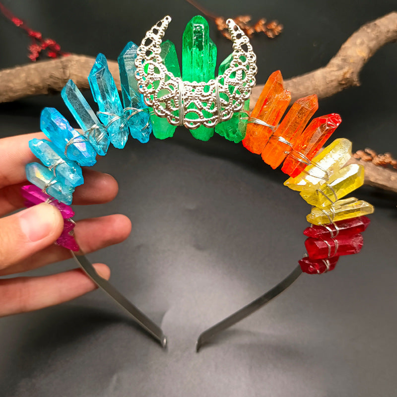Rainbow Crystal Crown Hairband