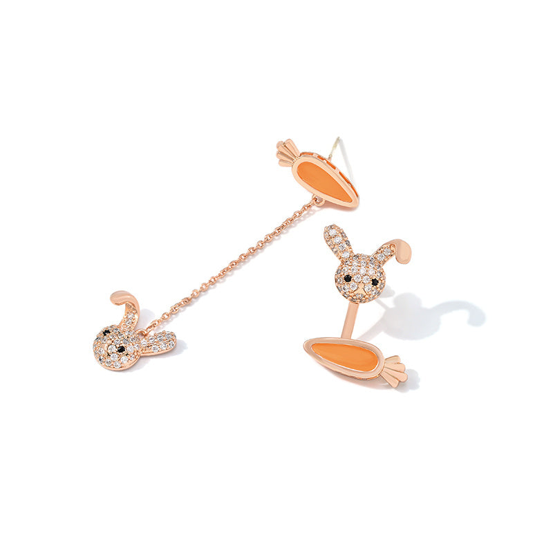 Bunny with Carrot Dangle Earrings