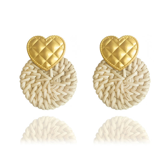 Round Rattan Braided Earrings