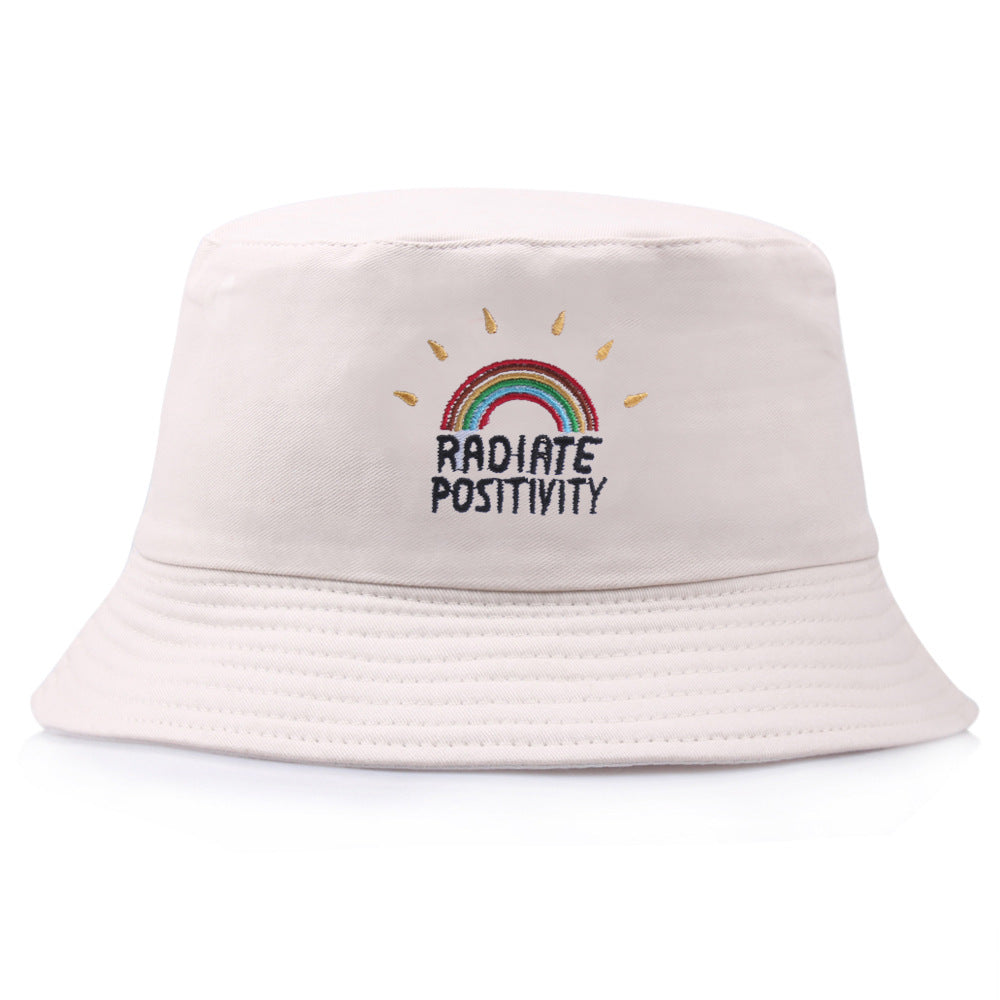 "Radiate Positivity" -  Rainbow Embroidered Fisherman Bucket Hat