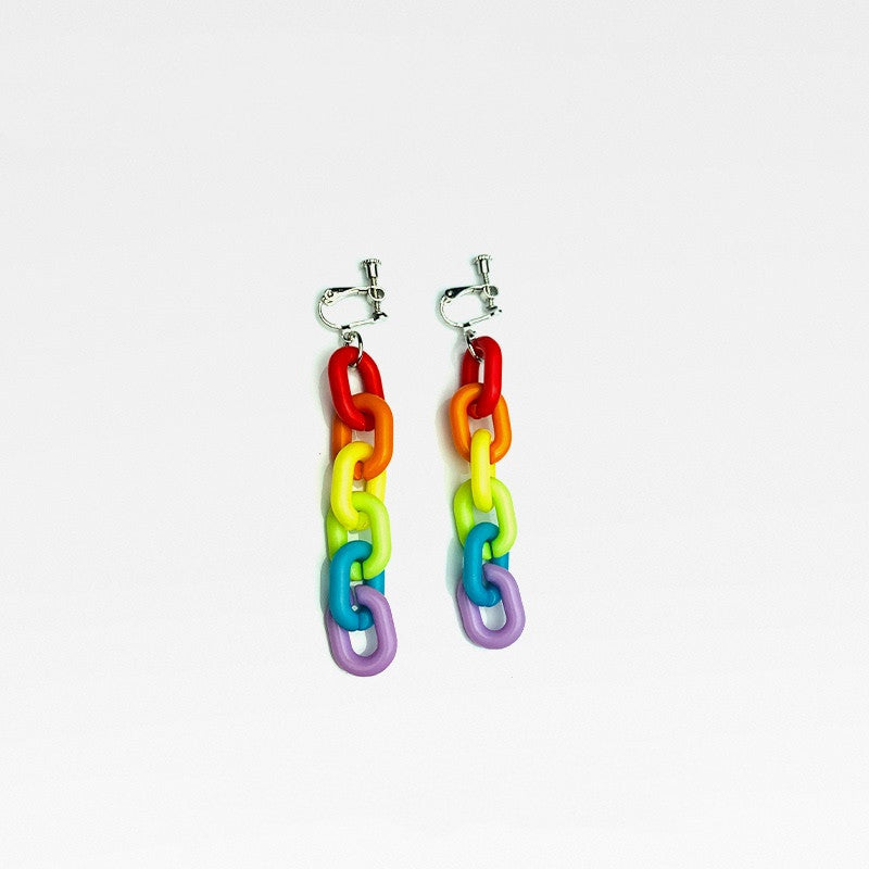 Rainbow Link Dangle Earrings